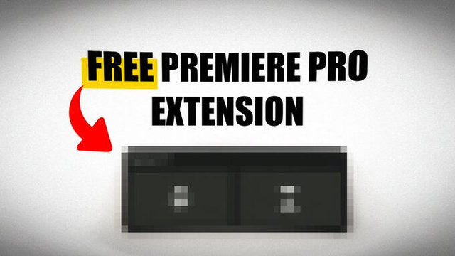 FREE PREMIERE PRO EXTENSION in bold type, with a red arrow pointing at a dark editing panel