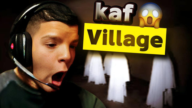 A headset-wearing player looking shocked, captioned kaf Village