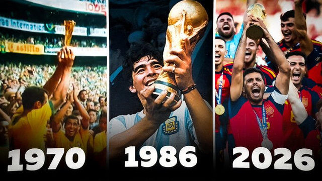 World Cup trophy celebrations from 1970, 1986 and 2026